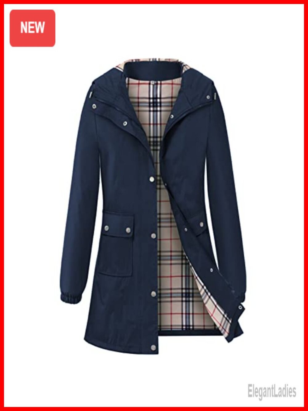 Women's Waterproof Rain Jacket Hooded Lightweight Windbreaker Long